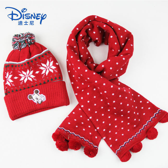 迪士尼正品批发冬季帽子围巾两件套儿童男米奇