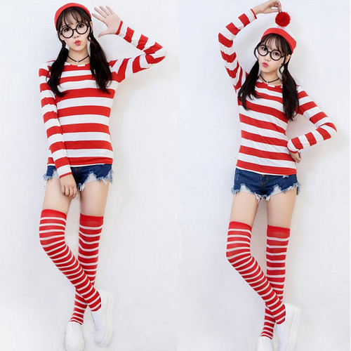 Wally Cosplay Costume, Smart Wally, UK Anime Character Halloween Parent-Child Set