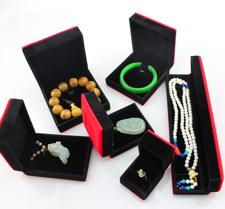 吉祥如意红绒布礼品包装盒手镯佛珠手链手串挂件吊坠项链戒指锦盒