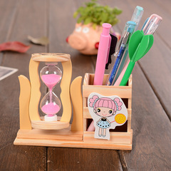 Rotatable Hourglass Pen Holder | Little Girl Butterfly Pen Stand | Office Stationery Wooden Pen Holder | Student Stationery Wholesale