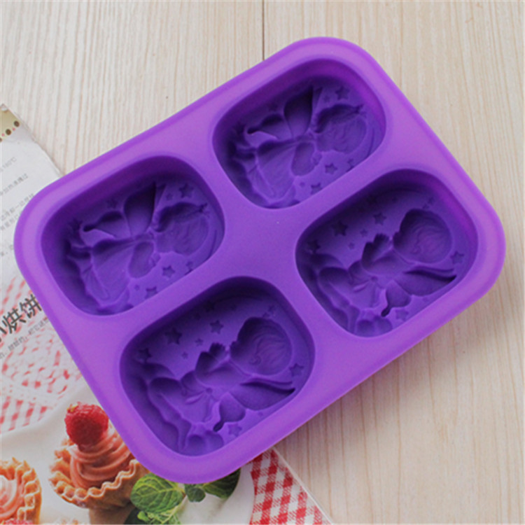 硅胶蛋糕模型4孔天使模具  男女小天使模组合模