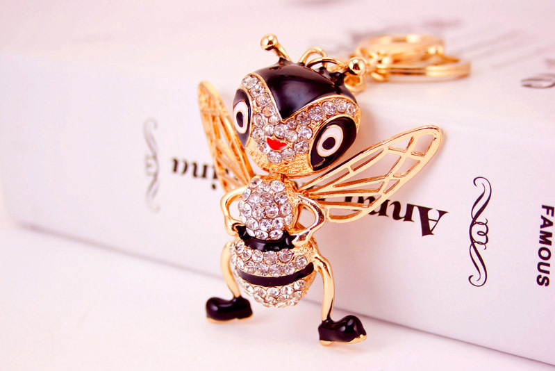 Korean Creative Dripping Craft Cute Bee Keychain Bag Insect Animal Metal Pendant Wholesale display picture 4