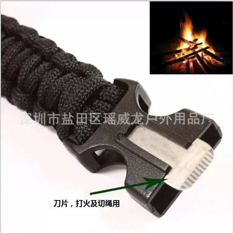Походная зажигалка, свисток, карманный нож, игла, тканый браслет, оптом