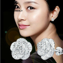 日韩国版新品铜镀银耳钉 女式 浪漫优雅樱花之恋耳钉 耳饰品批发
