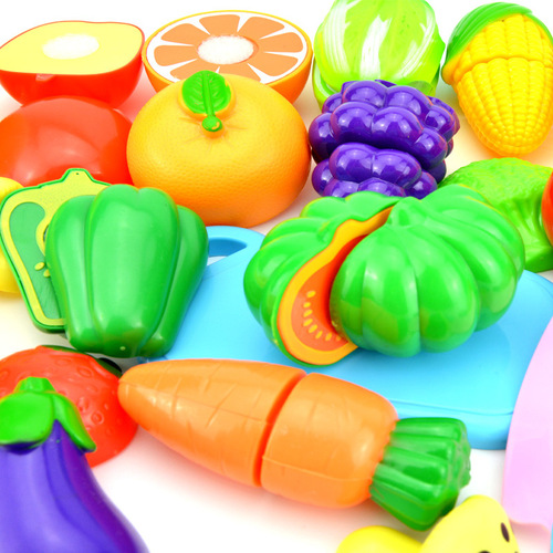 Cross-border simulation kitchen fruit cutting toy set for children cooking girls playing house fruit and vegetable cutting fun wholesale