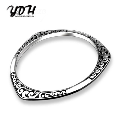 跨境饰品 工厂批发泰银手镯 更新高质量时尚抹黑手饰加盟代理