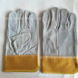 电焊手套短皮手套真牛皮头层焊工手套翻毛皮耐用耐磨防割半皮手套