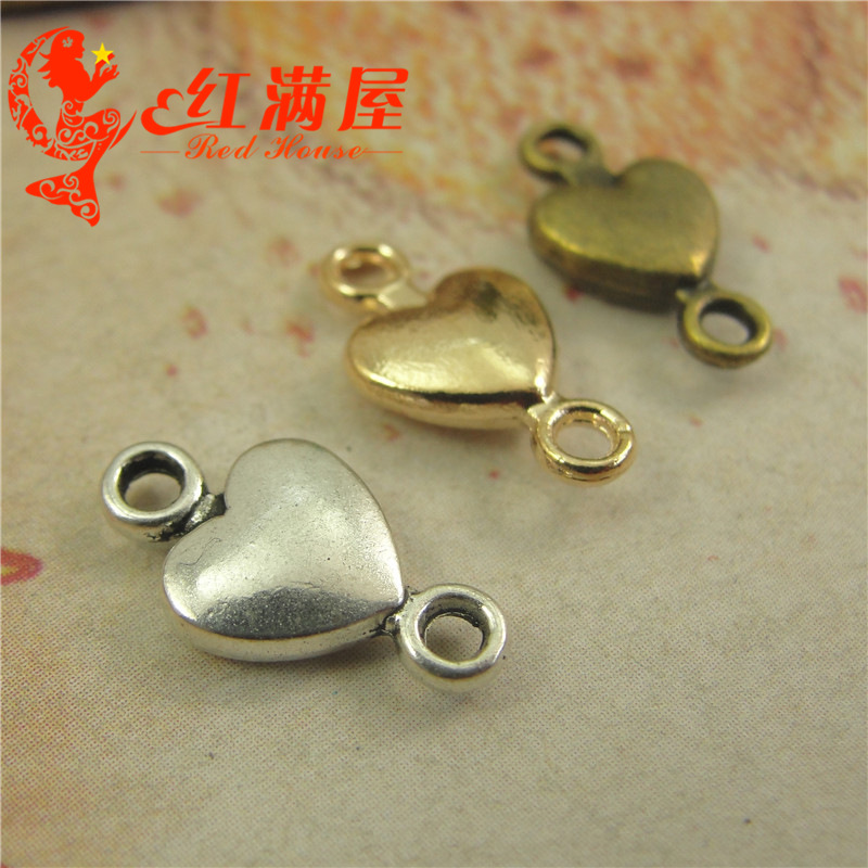 A1267 古青 0.72克 复古爱心连接件 韩国饰品 DIY配件 100个/包