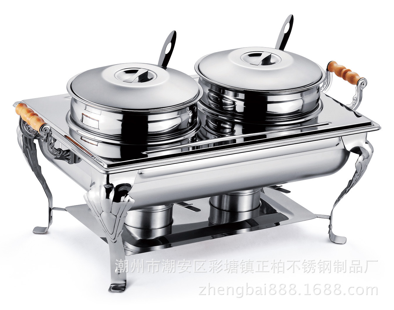 Zhengbai Stainless Steel Supply Printable LOGO Hotel Kitchen Supplies Stainless Steel Coverless Double Soup Stove Buffet Stove