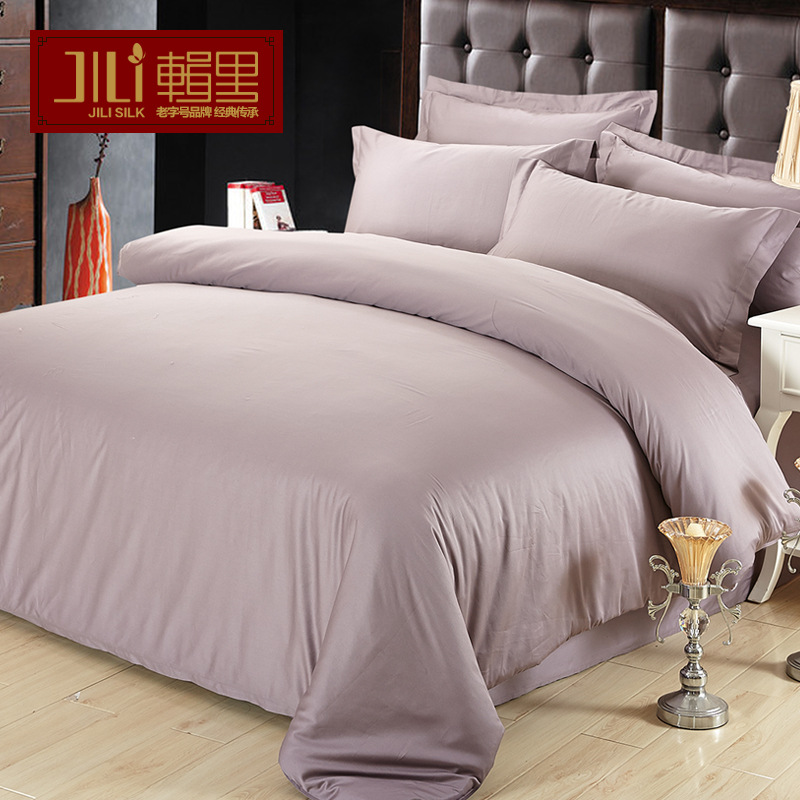 辑里全棉60支贡缎高密度纯色被套纯棉被罩单双人单件床上用品|ms