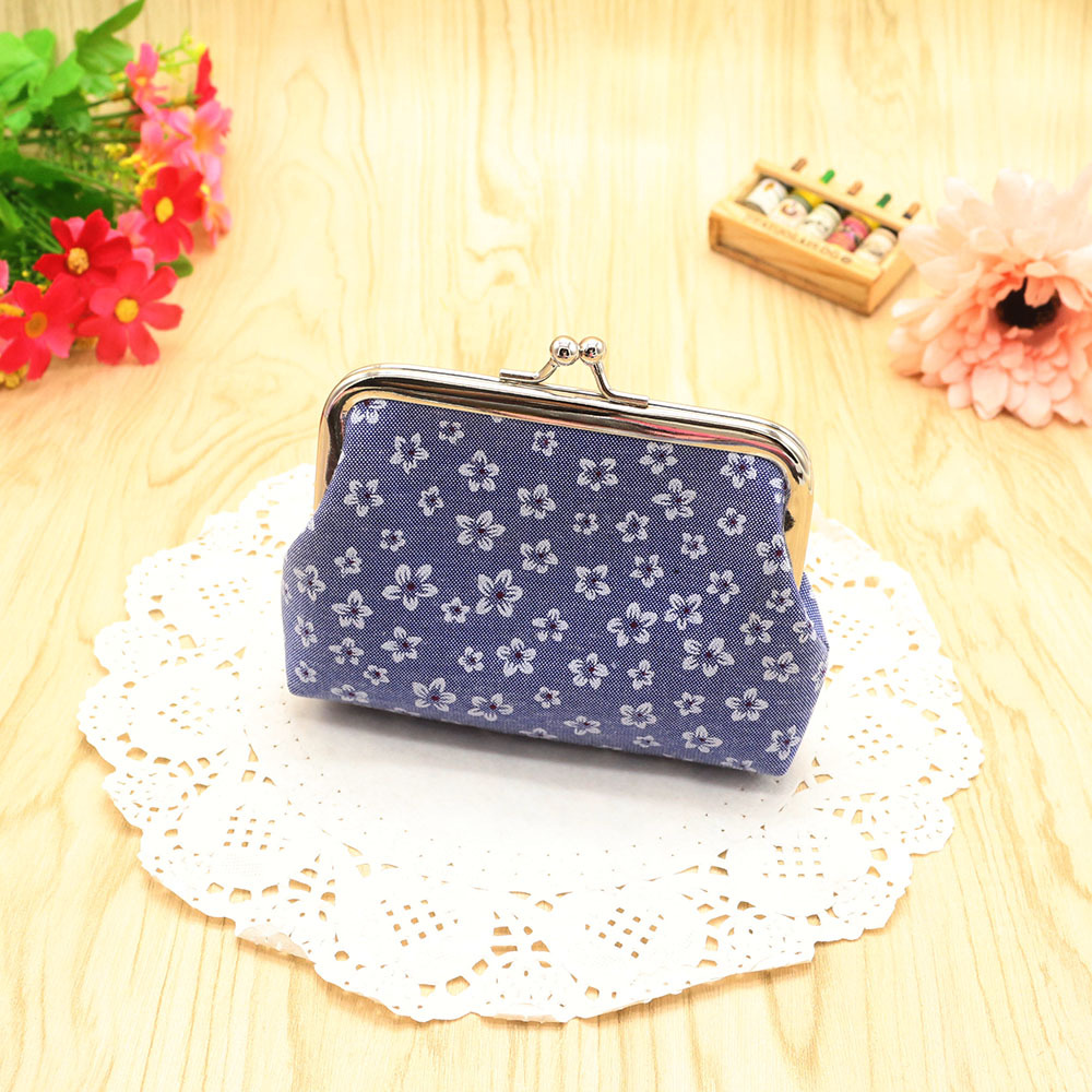 Flower Pattern Women's Flower Cloth Lock Clasp Coin Purses