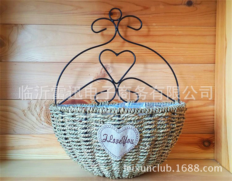 鐵藝草編壁掛花籃