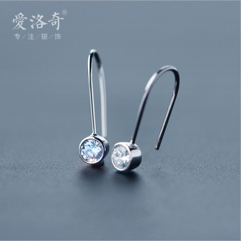 S925 pendientes de plata femeninos estilo coreano de diamantes de moda pendientes de diamantes al por mayor pendientes de diamantes cortos pendientes de diamantes femeninos E1239