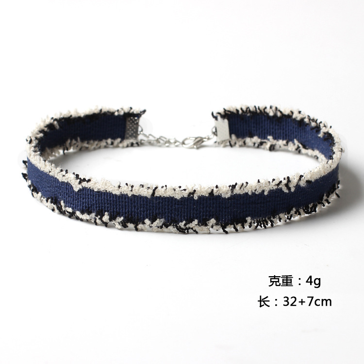 10g Weight Necklace Classification Wedding, Travel Occasion Women'S Gender White Color Fashion Burrs Denim Collar 6