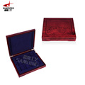 复古中国风徽章包装盒中纤板贴绒九格纪念币盒方形翻盖奖牌盒