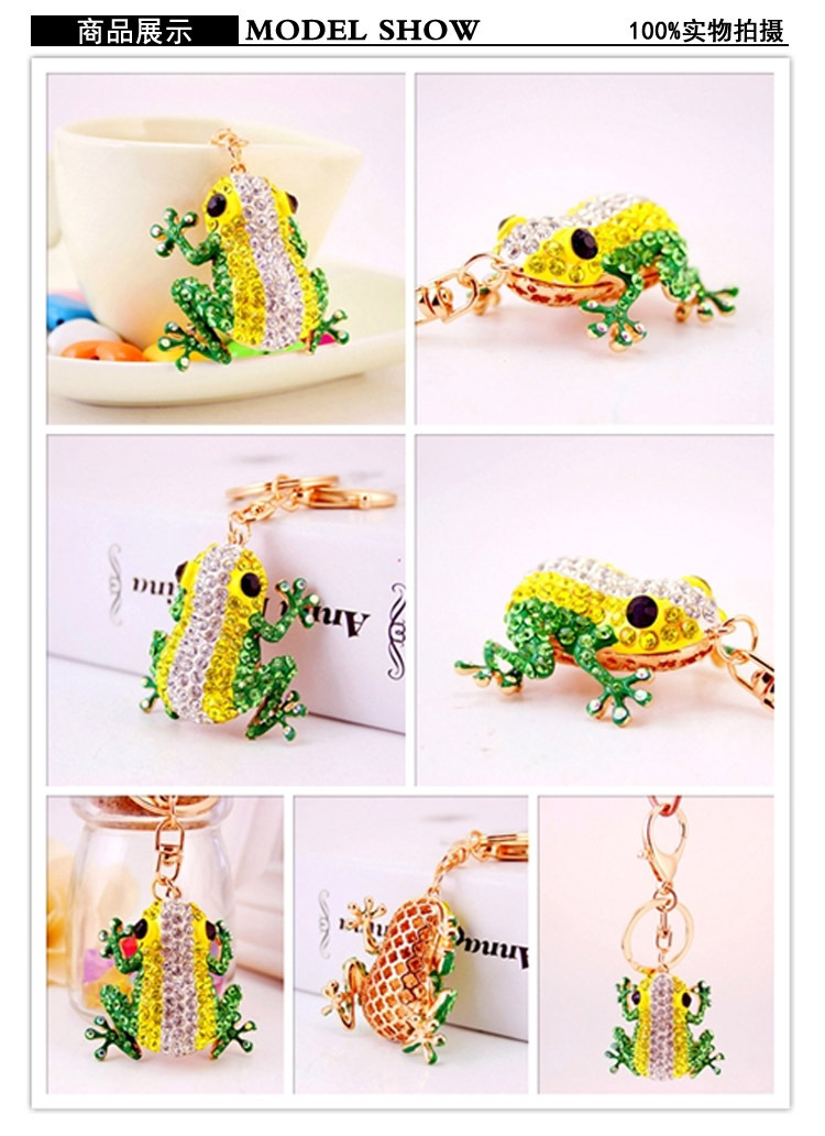 43g Weight Alloy, Metal Material Constellation Pattern Unisex Gender Creative New Cute Color Diamond Big Eye Frog Keychain 无