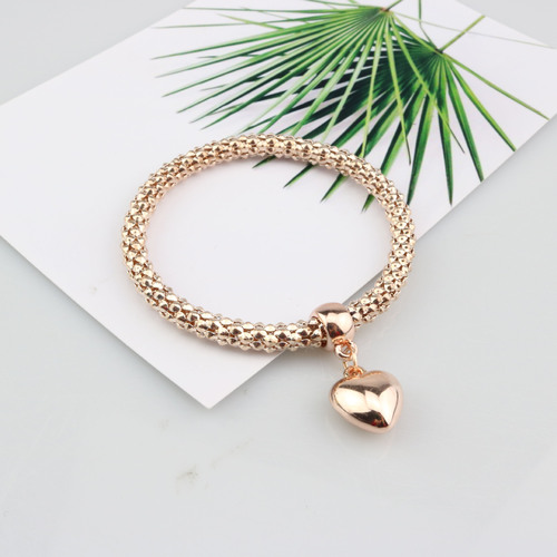 Korean fashion new love diamond elastic corn chain three-color bracelet set bracelet