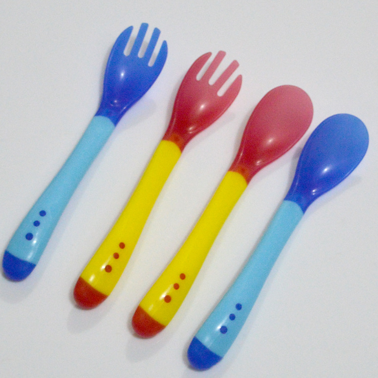 單支感溫勺子/寶寶矽膠軟頭湯勺 /嬰兒感溫勺 喂食餐具 散裝