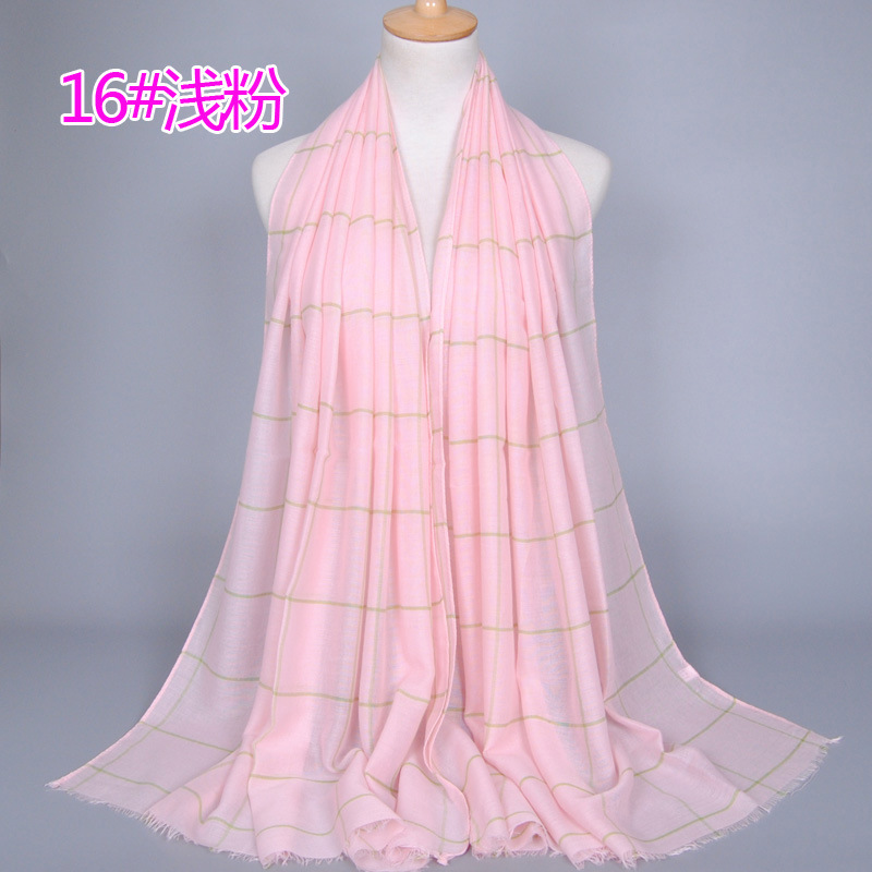 #16浅粉 (2) 绣花围巾格子