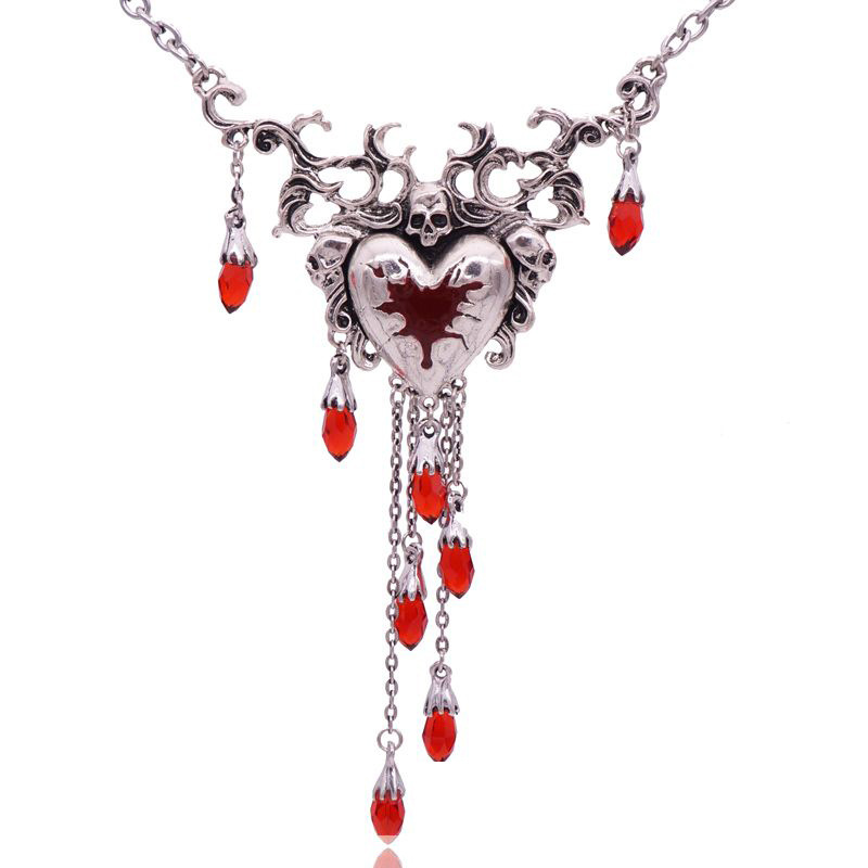 Women's Gender Retro Heart Shape Zinc Alloy Enamel Inlay Artificial Crystal Rhinestones Women's Earrings Necklace Jewelry Set