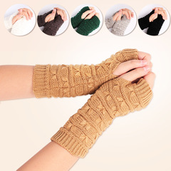 Winter Warmth Knitted Half-Finger Anti-Cold Woolen Gloves, Computer Mouse Glove, New Fall/Winter Style, Women's Thick Winter Sleeve