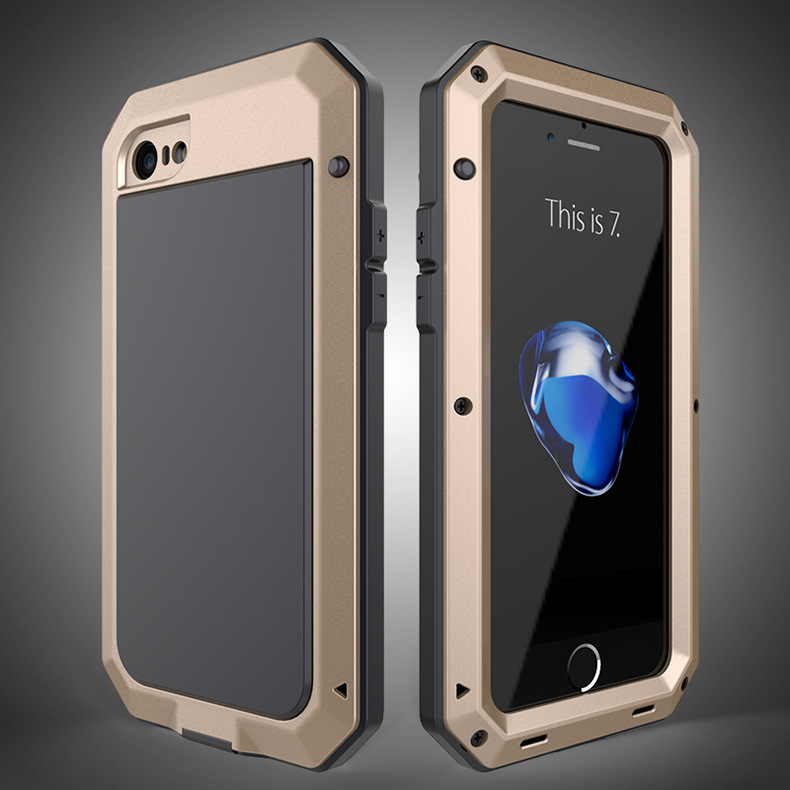 R-Just Extreme Premium Protection System Aluminum Heavy Duty Metal Case with Corning Gorilla Glass for Apple iPhone 7 Plus & iPhone 7