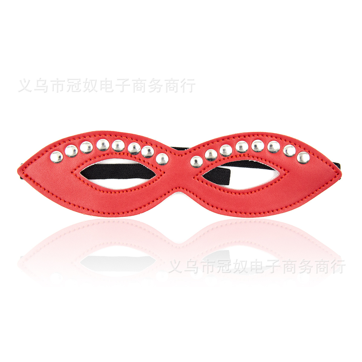 成人用品进货网 情趣束缚露眼 黑色皮革眼罩带铆钉相亲脸罩代发