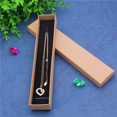 Rectangular gift boxes with logo printing, jewelry packaging boxes, wholesale vintage kraft paper necklace boxes