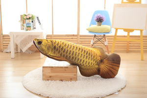 金色龙鱼仿真3D创意抱枕毛绒玩具宠物用品批发定制可开发票