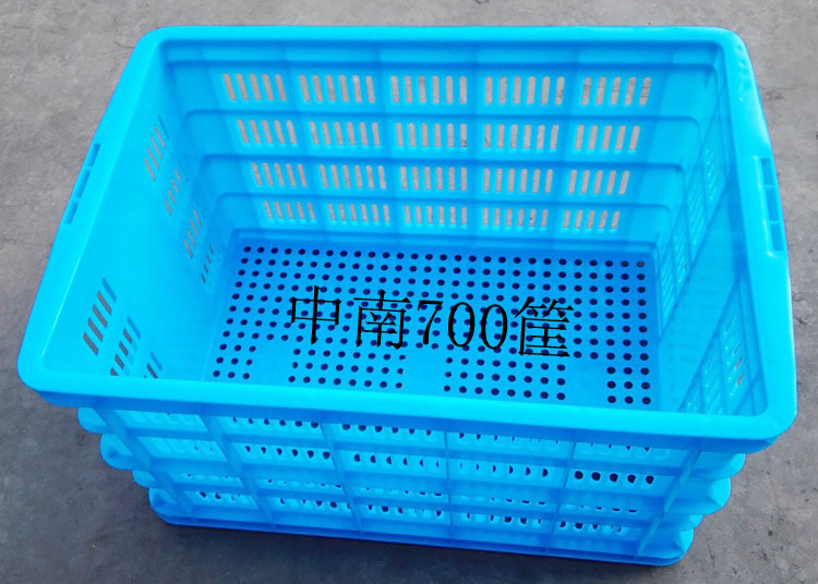 工厂直销蓝色熟料加厚周转箩筐生产车间700框内径:630X440X390MM
