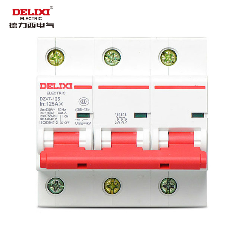 Delixi high power air switch DZ47-125 1P~4P 63~125A high current circuit breaker switch