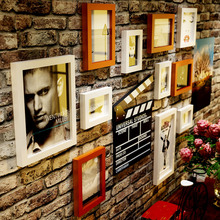 相片墙酒吧餐厅相框组合照片墙11框场记牌北欧黑白实木挂墙相框墙