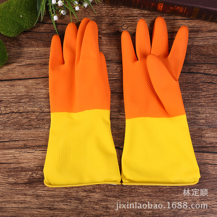 黄桔双色工业乳胶手套1-2.3