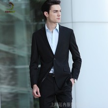 春季新款男士商务修身西装韩版休闲西服套装仿毛黑色西装厂家