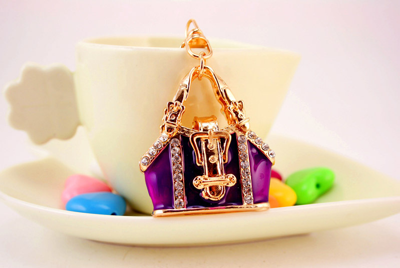 54g Weight Alloy, Metal Material Unisex Gender Purple, Red, Blue Color Creative Handbag Shape Key Chain 8