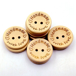 50pcs 20mm DIY clothing apparel shirt round buttons with laser engraving love love wood buttons