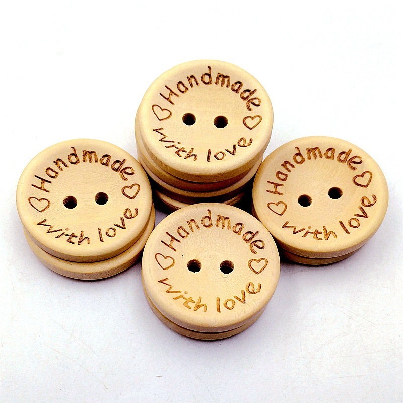50pcs 20mm DIY clothing apparel shirt round buttons with laser engraving love love wood buttons