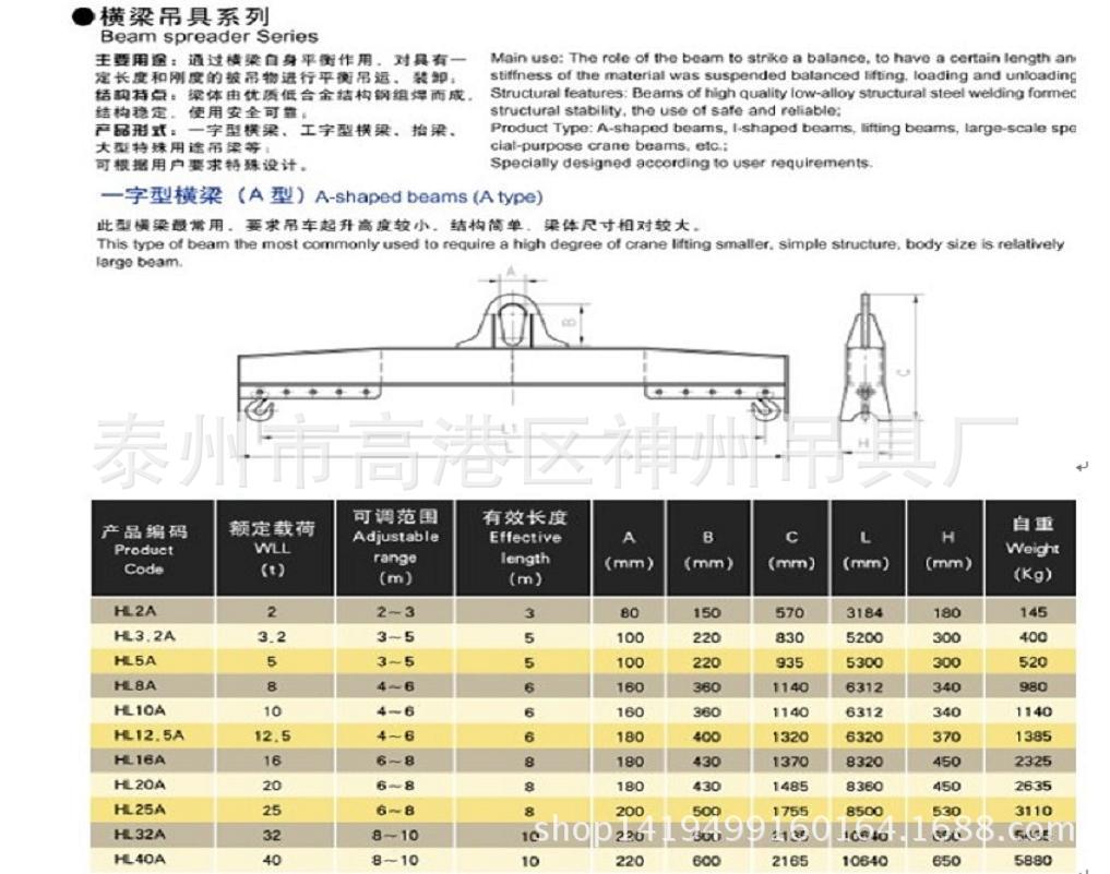 神州供应可调式横梁吊具 H型平衡梁生产厂家 双钩线盘吊梁-阿里巴巴