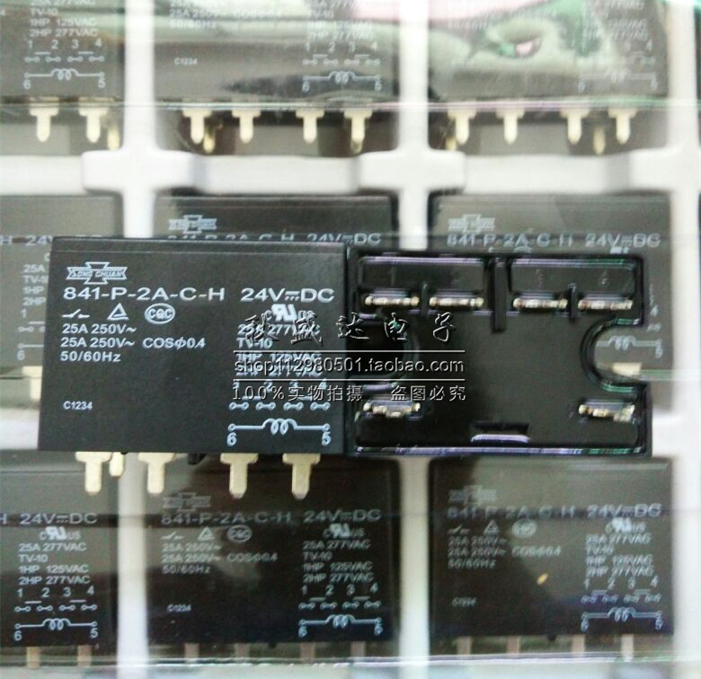 全新原装松川继电器841-P-2A-C-H-24VDC 24V 25A 6脚 二组常开