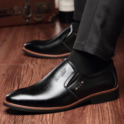 2019新款低帮尖头商务男鞋秋季套脚休闲潮欧潮一脚蹬尖头商务男鞋|ms