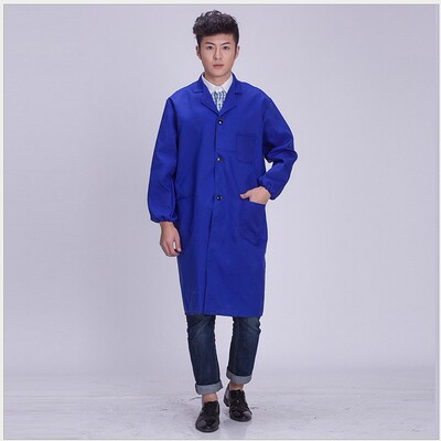 厂家直销定做企业 广告文化大褂 男式长袖蓝大褂 大褂工作服印字