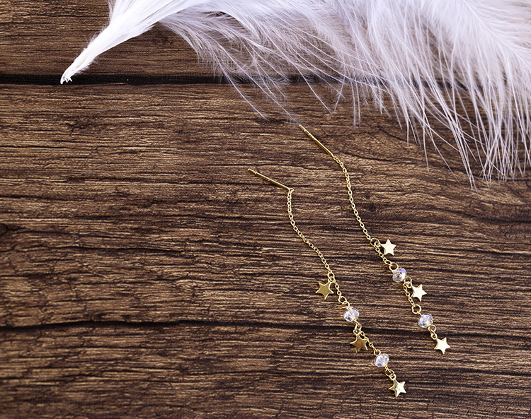 S925 pendientes de plata larga estrella cristal borla pendientes estilo coreano joyería de plata esterlina