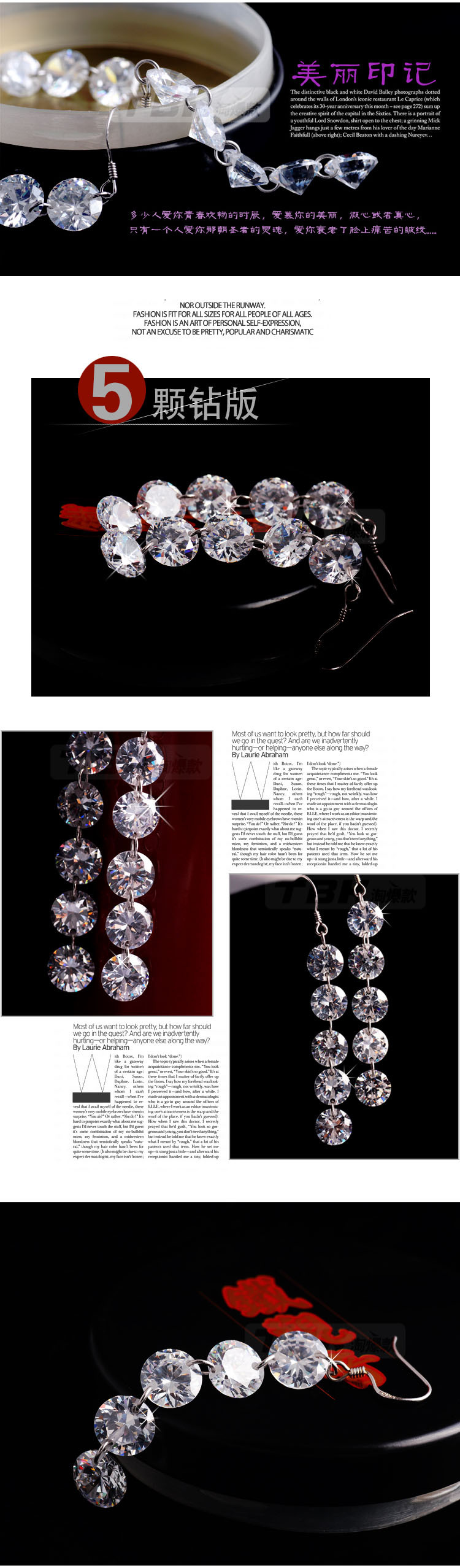 Nouveau 925 En Argent Sterling Boucles D'oreilles Électrolytique Réel Or Cinq-pièce Diamant Bordées Zircon Longues Boucles D'oreilles 731825 display picture 1