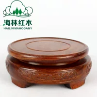 Rosewood round kingish jade stone stone stone Buddha statue vase flower pot flower pot base purple sand pot fish tank woodcarving ornament