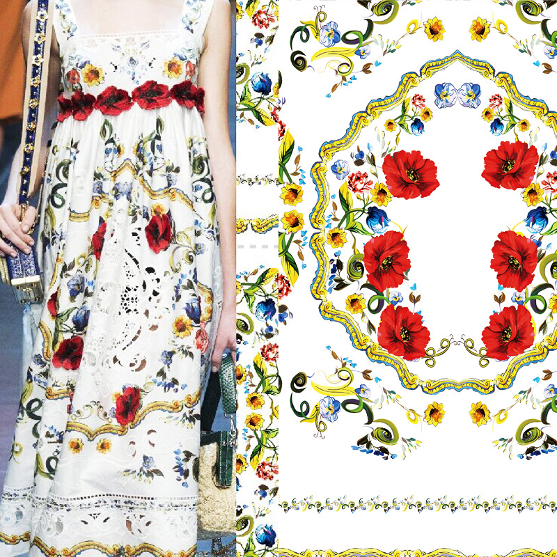 名族大花植物布匹印 热转移印扎染布成品印花胚布批发厂家