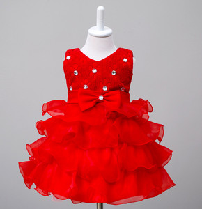 Christmas’s summer sleeveless vest bowknot dress princess dress dress flower skirt
