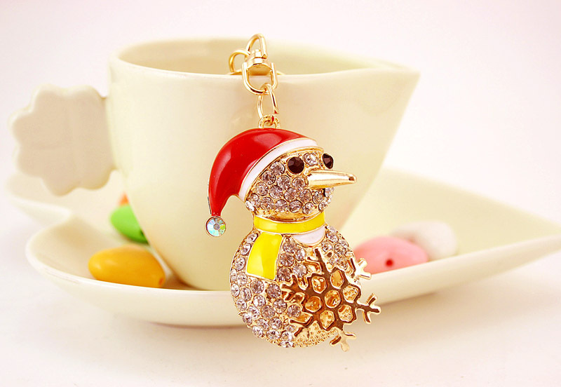 46g Weight Birthday Occasion Alloy, Metal Material Snowman Pattern Unisex Gender Christmas Hot-selling Craft Small Gifts Diamond Snowman Car Metal  Key Chain 2