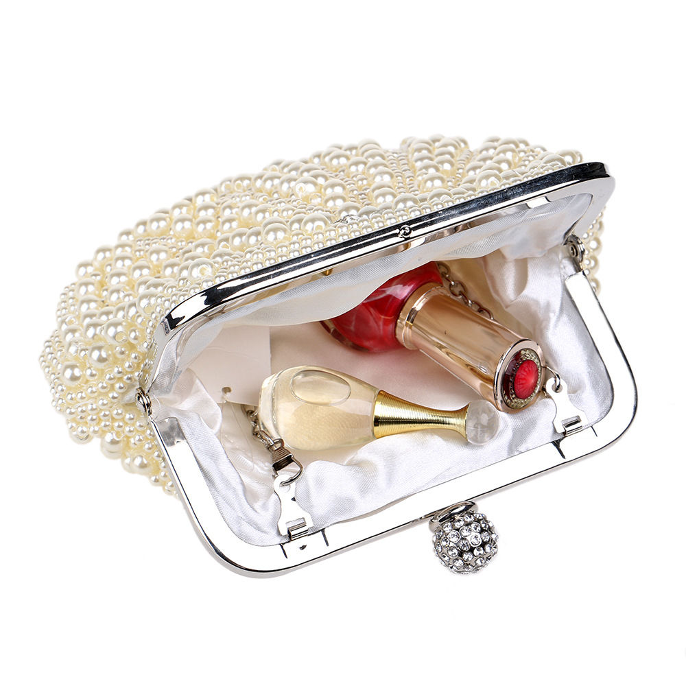 Hot Beaded Evening Bag Female Fashion Pearl Banquet Bag Evening Dress Handbag display picture 10