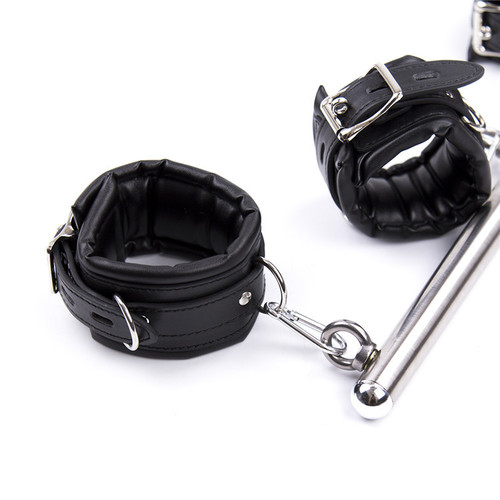 Bondage toy D buckle, fun hand and foot restraint, iron pipe, hand and foot binding, black sponge, 3-section removable lock handcuffs