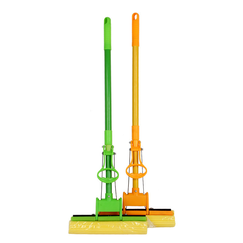 Plastic cotton mop single row roller squeeze mop reinforced telescopic spray paint iron rod sponge mop 9.9 daily necessities Plastic cotton mop single row roller squeeze mop reinforced telescopic spray paint iron rod sponge mop 9.9 daily necessities
